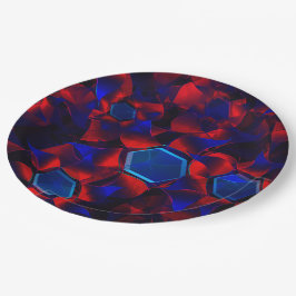 Blaues Hexagon gemischt mit überlappenden roten Ku Pappteller