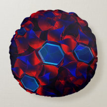 Blaues Hexagon gemischt mit überlappenden roten Ku