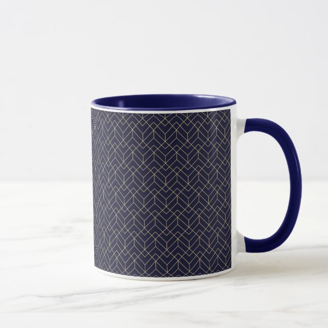 Blaues Hexagon-Muster Tasse (Rechts)