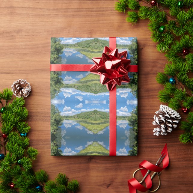 Blaues Himmel Geschenkpapier (Feiertagsgeschenk)