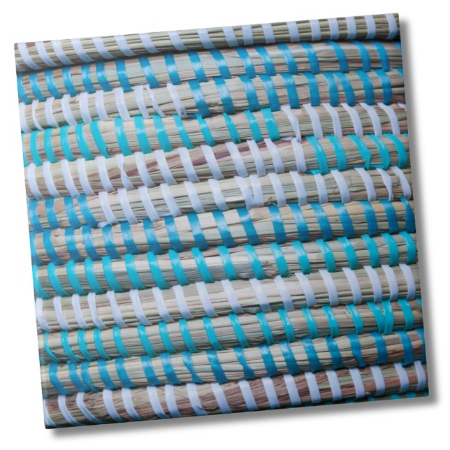 Blaues Himmelsmuster am Strand Fliese (Basket Weave Rope Nautical Coastal Beach Pattern Ceramic)