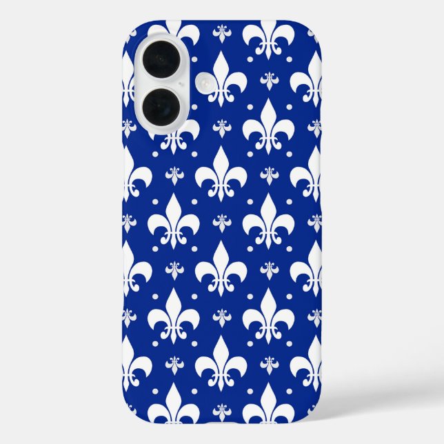 Blaues Hintergrund Fleur-de-lis-Muster Case-Mate iPhone Hülle (Rückseite)