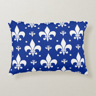 Blaues Hintergrund Fleur-de-lis-Muster Dekokissen