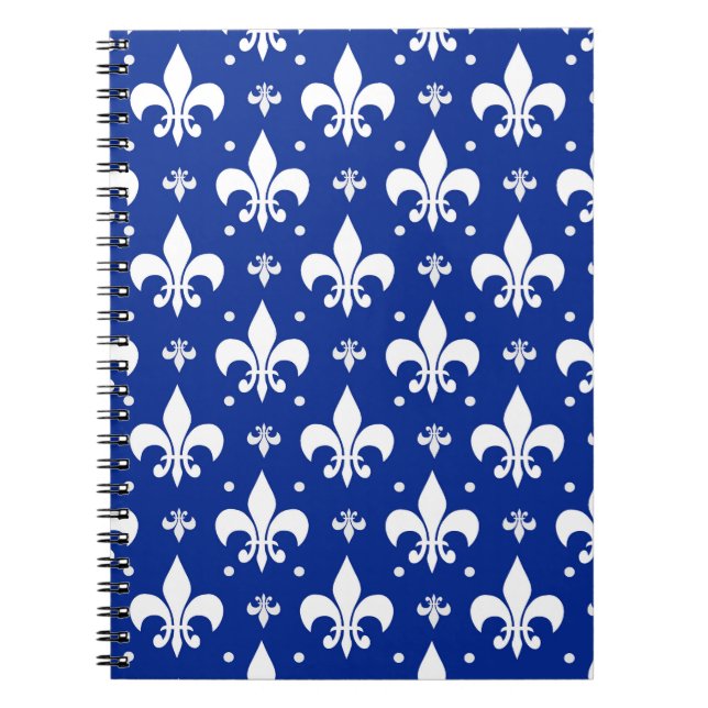 Blaues Hintergrund Fleur-de-lis-Muster Notizblock (Vorderseite)