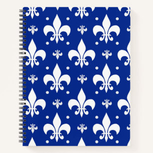 Blaues Hintergrund Fleur-de-lis-Muster Notizbuch
