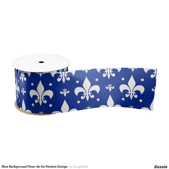 Blaues Hintergrund Fleur-de-lis-Muster Satinband (Von Creator hochgeladen)