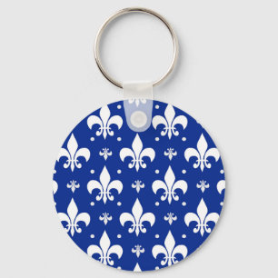 Blaues Hintergrund Fleur-de-lis-Muster Schlüsselanhänger