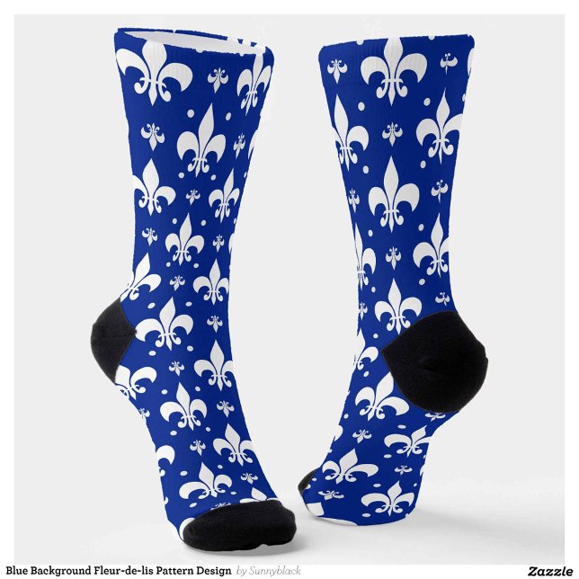 Blaues Hintergrund Fleur-de-lis-Muster Socken (Von Creator hochgeladen)