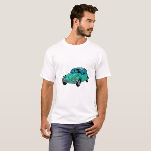 Blaues Hippie-Auto Basic T-Shirt. T-Shirt