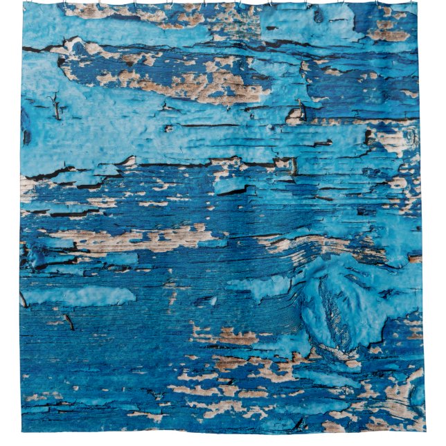 Blaues Holz  Duschvorhang (Vorderseite)