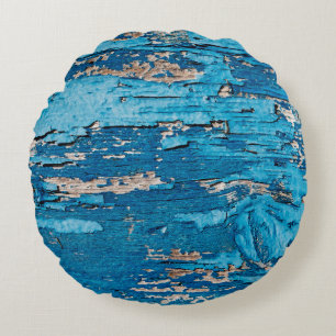Blaues Holz Rundes Kissen