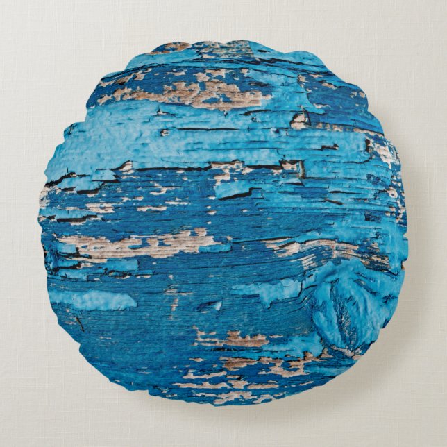 Blaues Holz  Rundes Kissen (Vorderseite)
