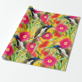 Blaues Honeyeater-Muster Geschenkpapier