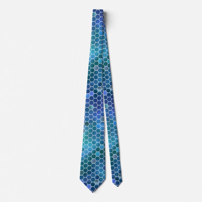Blaues Honigwabenmuster Krawatte (Vorderseite)