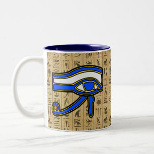 Blaues Horn auf Hieroglyphen Zweifarbige Tasse