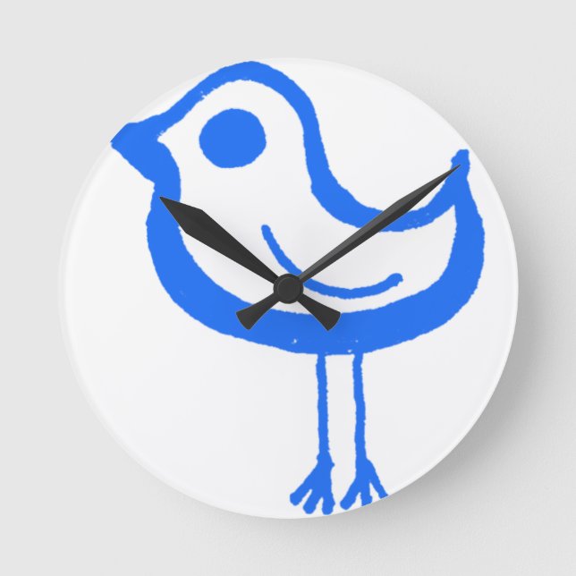 Blaues Huhn Runde Wanduhr (Vorderseite)