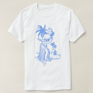 Blaues Hula Mädchen T-Shirt
