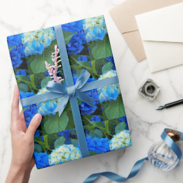 Blaues Hydrangea Bloms Blumenmuster Geschenkpapier