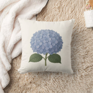 Blaues Hydrangea-Botanisches Illustrationsdesign Kissen
