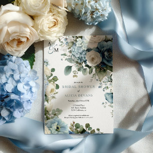 Blaues Hydrangea Brautparty Einladung