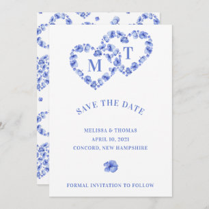 Blaues Hydrangea-Doppelherz Save The Date