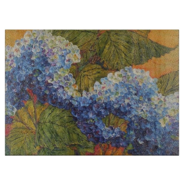 Blaues Hydrangea-Glasschneiden-Brett Schneidebrett (Vorderseite)