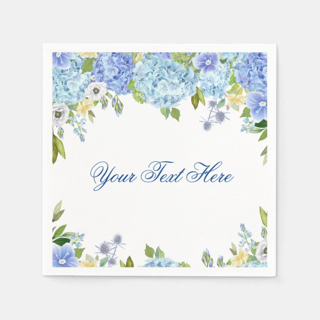 Blaues Hydrangea-PARTY Serviette (Vorderseite)