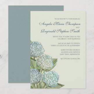 Blaues Hydrangea/Sage Green Einladung