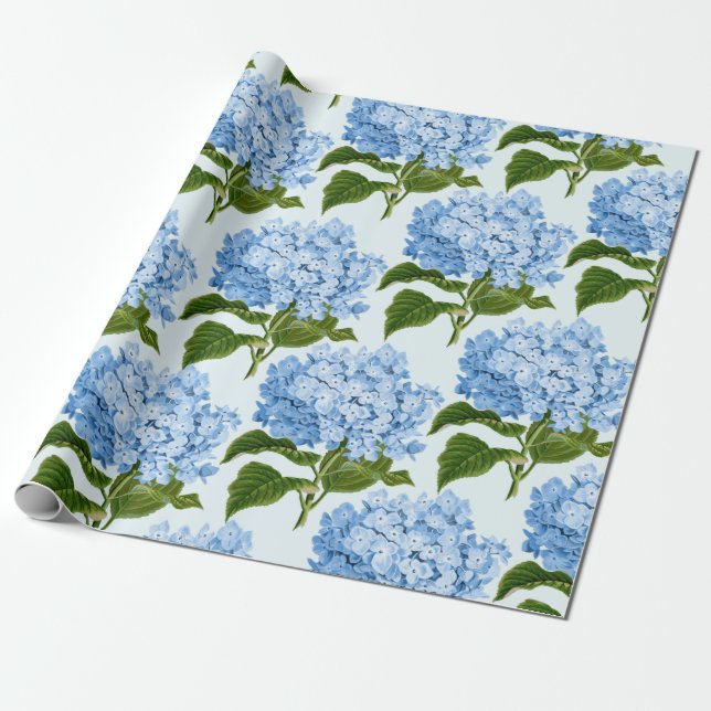 Blaues Hydrangea-Umhüllungspapier Geschenkpapier (Ungerollt)