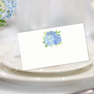 Blaues Hydrangea Wasserfarbe Platzkarte