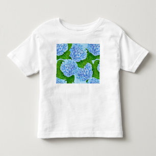 Blaues Hydrangea-Wasserfarbenmuster Kleinkind T-shirt
