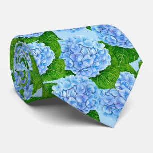 Blaues Hydrangea-Wasserfarbenmuster Krawatte