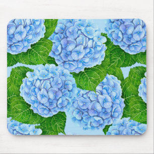 Blaues Hydrangea-Wasserfarbenmuster Mousepad