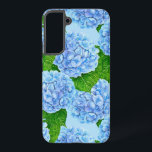 Blaues Hydrangea-Wasserfarbenmuster Samsung Galaxy Hülle<br><div class="desc">Muster aus blauer Hydrangea-Blume mit Aquarellfarben.</div>