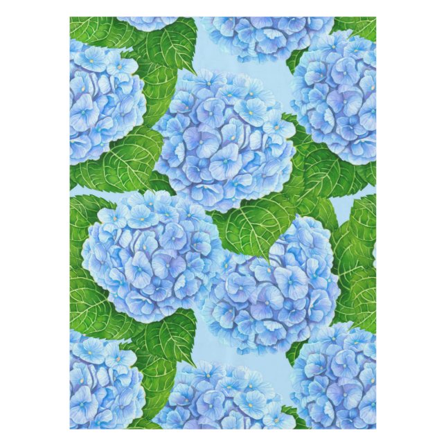 Blaues Hydrangea-Wasserfarbenmuster Tischdecke (Vorderseite)