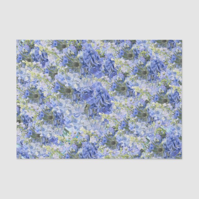 Blaues Hydrangeas-Muster-Gewebepapier Seidenpapier (Vorderseite)