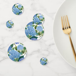 Blaues Hydrangeas Wasserfarben Konfetti