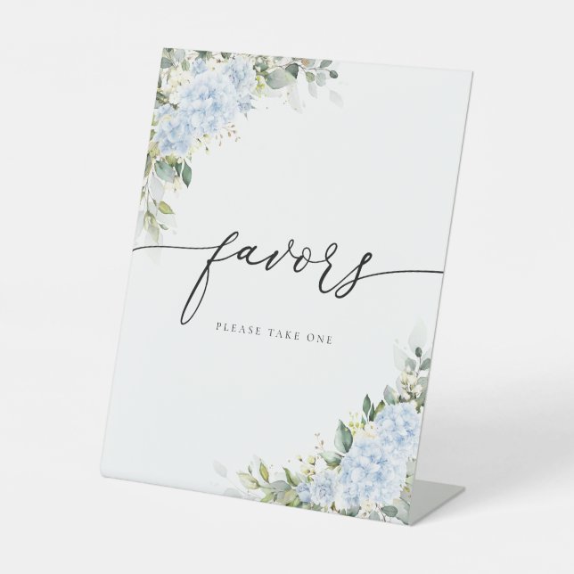 Blaues Hydrangeen-Blumen-Gunstbeweis-Schild Sockelschild (Vorderseite)