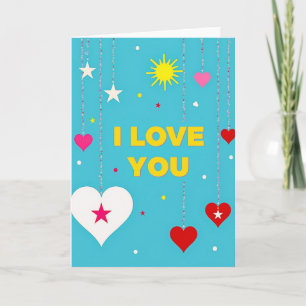 Blaues Ich Liebe Dich Herzen Karte
