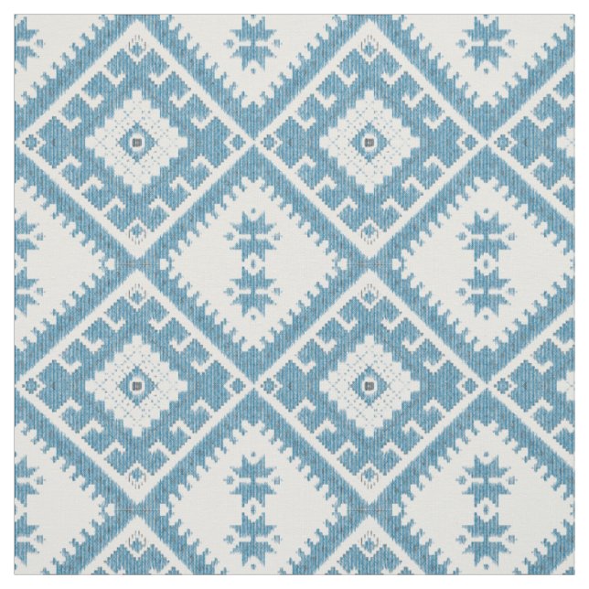 Blaues Ikat-Diamanten-Muster Stoff (Muster)