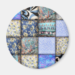 Blaues Imitat-Patchwork-Quiltmuster Magnet