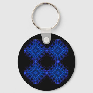 Blaues Incendia-Design von vier blauen Sternwürfel Schlüsselanhänger