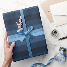 Blaues Indigo Strip Wrapping Paper Geschenkpapier