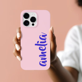 Blaues individuelle Name-Drehbuch rosa Case-Mate iPhone 14 Pro Max Hülle