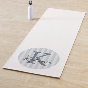 Blaues individuelles gestreiftes Kreis-Monogramm Yogamatte