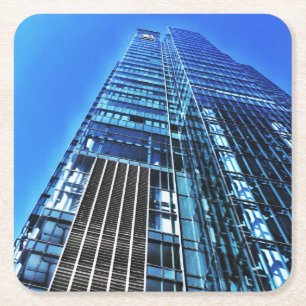 Blaues industrielles Gebäude Papier Untersetzer