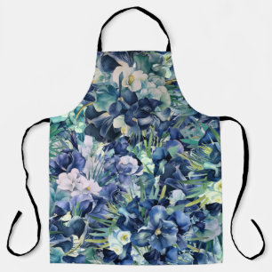 Blaues Iris Aquarellmuster Schürze