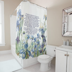 Blaues Iris-Blumen-Gebets-Blumenduschvorhang Duschvorhang