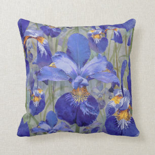 Blaues Iris-Muster Kissen