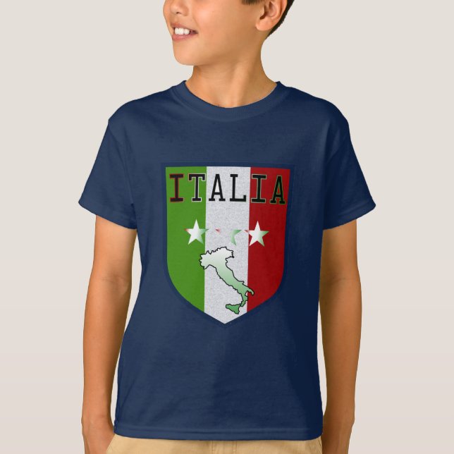 Blaues Italien-Wappen-mittelalterliches T-Shirt (Vorderseite)